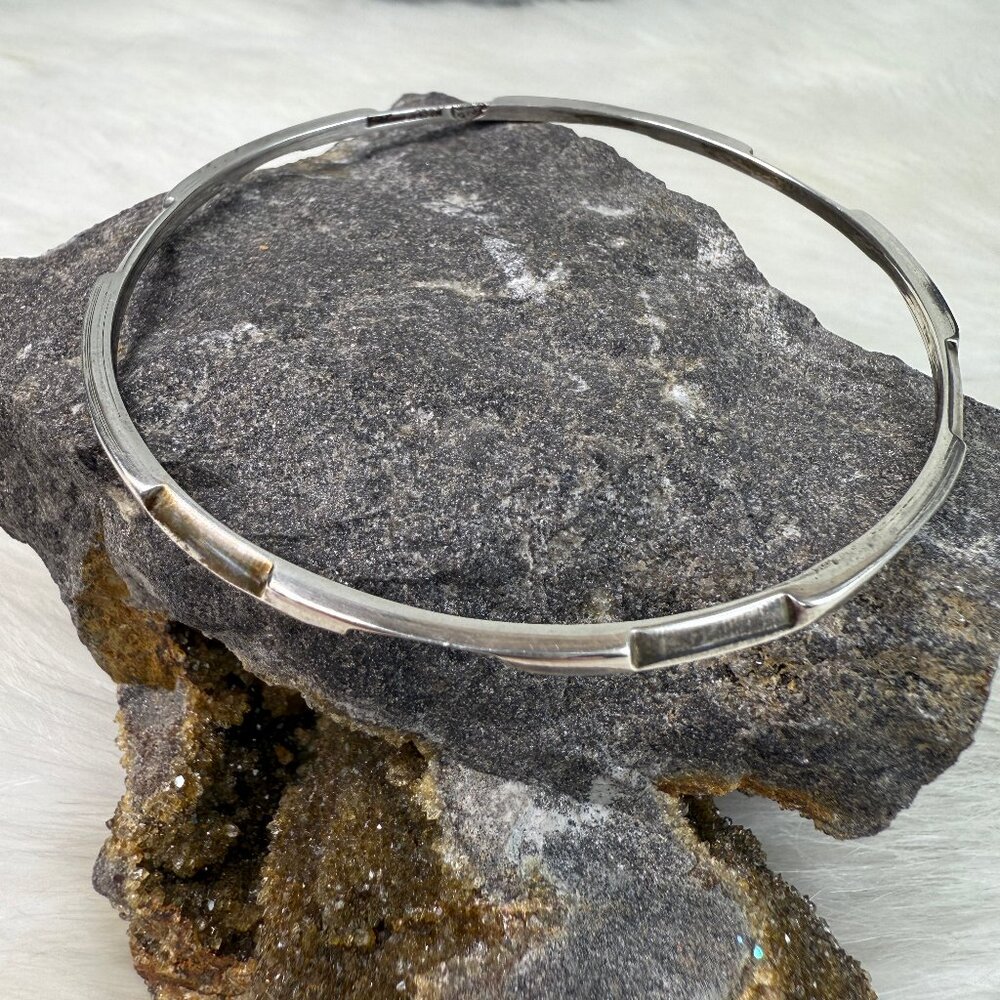 Vintage Hecho en Mexico 925 Sterling Solid Bangle Stacker Bracelet